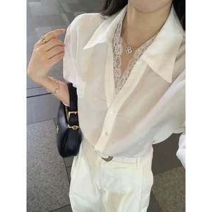 Áo sơ mi dài tay dáng rộng có cổ phối ren sang chảnh dành cho nữ MT33 SP459