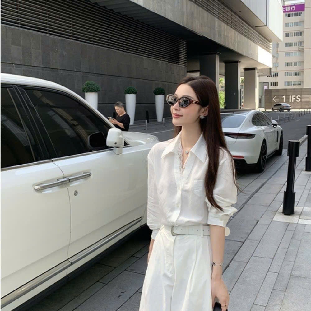 (HÀNG QCCC) Áo sơ mi dài tay dáng rộng có cổ phối ren sang chảnh dành cho nữ MT33 SP459