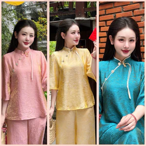 Đồ Lam Đi Chùa,Bộ Lụa Tằm Ánh Kim Tiểu Thư | Đồ Lam An Nhiên
