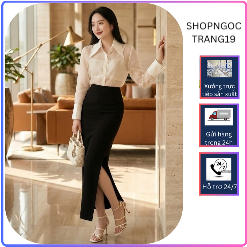 Chân Váy Suông Sẻ Bên 90cm Túi 2 Bên, Cạp 5cm Che Khuyết Điểm Bộ Sưu Tập Hè 2026 CV07