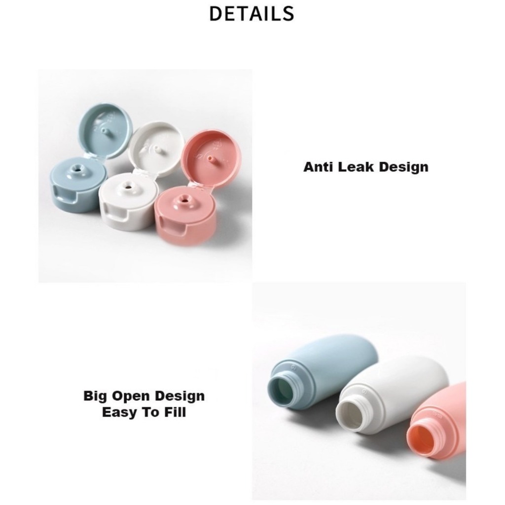 Set 3 Chai Chiết Mỹ Phẩm 60ml Có Nắp + Túi Zip – Lọ Chiết Mỹ Phẩm Du Lịch Tiện Lợi Đựng Sữa Tắm, Dầu Gội