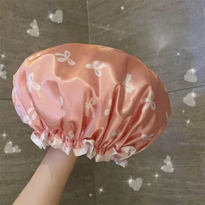 Mũ Trùm Tóc Tắm Chống Nước – Mũ Chụp Tóc Satin Mềm Mại Giữ Tóc Khô Ráo, Nhiều Màu Nơ Dễ Thương