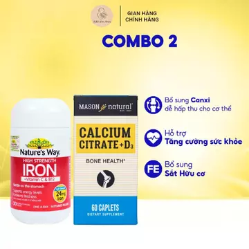 Combo Canxi Mason Và Sắt Bầu Nature's Way Bổ Sung Vitamin Và Sắt Cho Mẹ Bầu