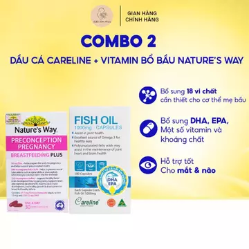 Combo DHA Careline Và Vitamin Bầu Nature's Way - Hỗ Trợ Bổ Sung DHA, EPA Và Vitamin Cho Mẹ Bầu