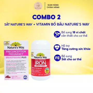 Combo Vitamin Bầu Và Sắt Bầu Nature's Way Bổ Sung Vitamin Và Sắt Cho Mẹ Bầu