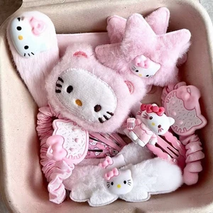 Set 15 Kẹp Tóc Hello Kitty Màu Hồng – Phụ Kiện Tóc Dễ Thương Cho Bé Gái & Nữ Sinh