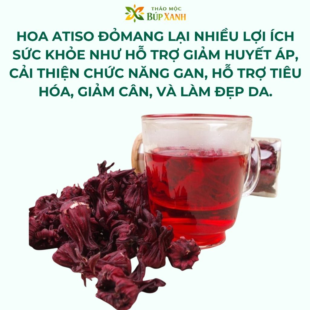 Hoa atiso đỏ, Bụp giấm khô 1kg thanh nhiệt giải khát, giàu vitamin C, chóng oxy hóa Thảo Mộc Búp Xanh