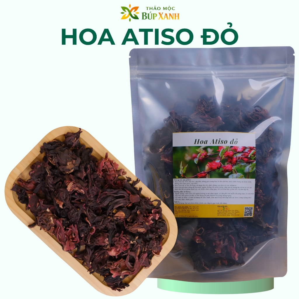 Hoa atiso đỏ, Bụp giấm khô 1kg thanh nhiệt giải khát, giàu vitamin C, chóng oxy hóa Thảo Mộc Búp Xanh