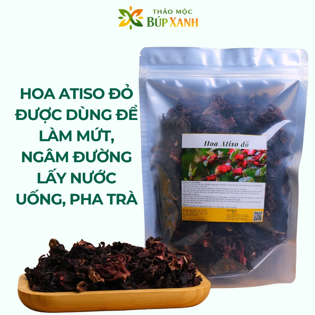 Hoa atiso đỏ, Bụp giấm khô 1kg thanh nhiệt giải khát, giàu vitamin C, chóng oxy hóa Thảo Mộc Búp Xanh