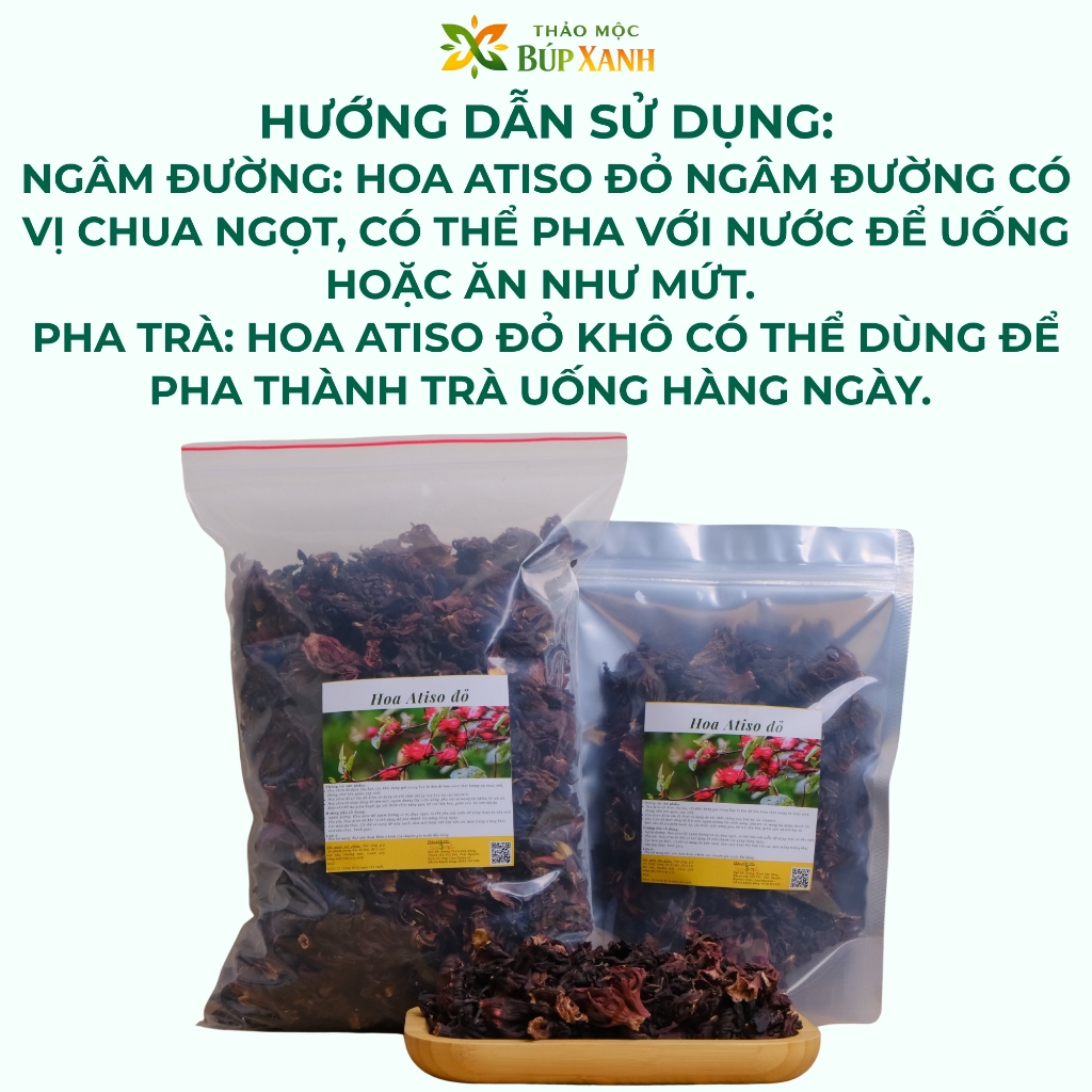 Hoa atiso đỏ, Bụp giấm khô 1kg thanh nhiệt giải khát, giàu vitamin C, chóng oxy hóa Thảo Mộc Búp Xanh