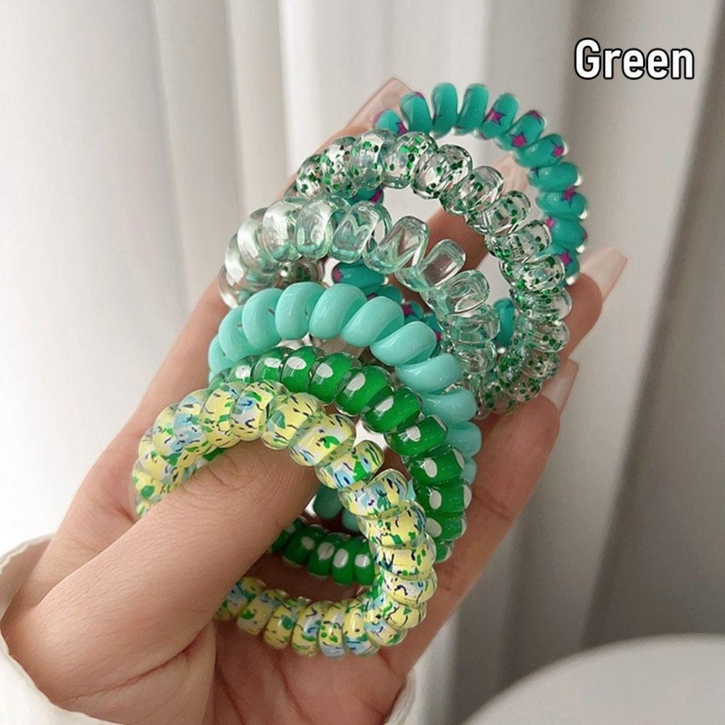 Set 6 Dây Buộc Tóc Xoắn Lò Xo Nhiều Màu – Dây Buộc Tóc Nữ Nhựa Trong Suốt Không Gãy Tóc