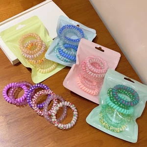 Set 6 Dây Buộc Tóc Xoắn Lò Xo Nhiều Màu – Dây Buộc Tóc Nữ Nhựa Trong Suốt Không Gãy Tóc