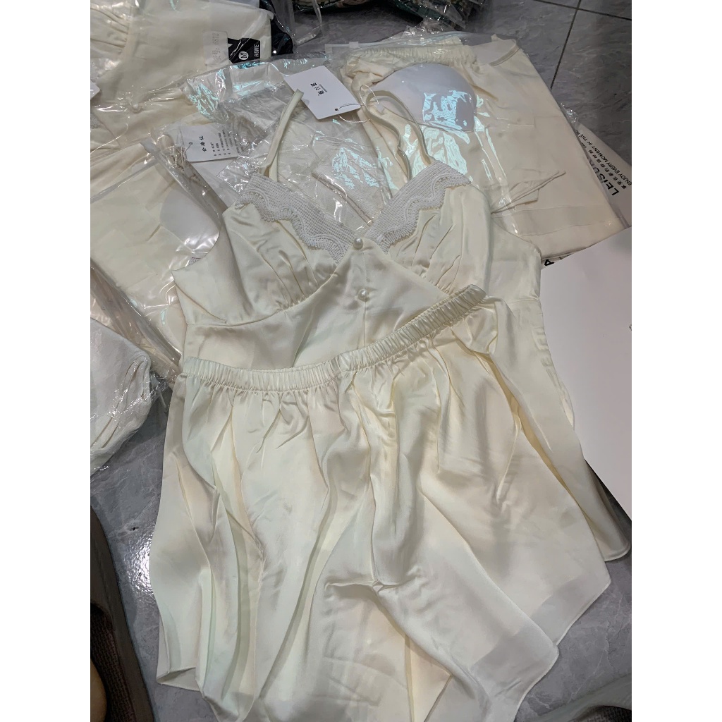 [ Mở bán ] Bộ lụa satin 2 dây chất vải lụa cực mát nhiều màu có mút đệm mỏng mát