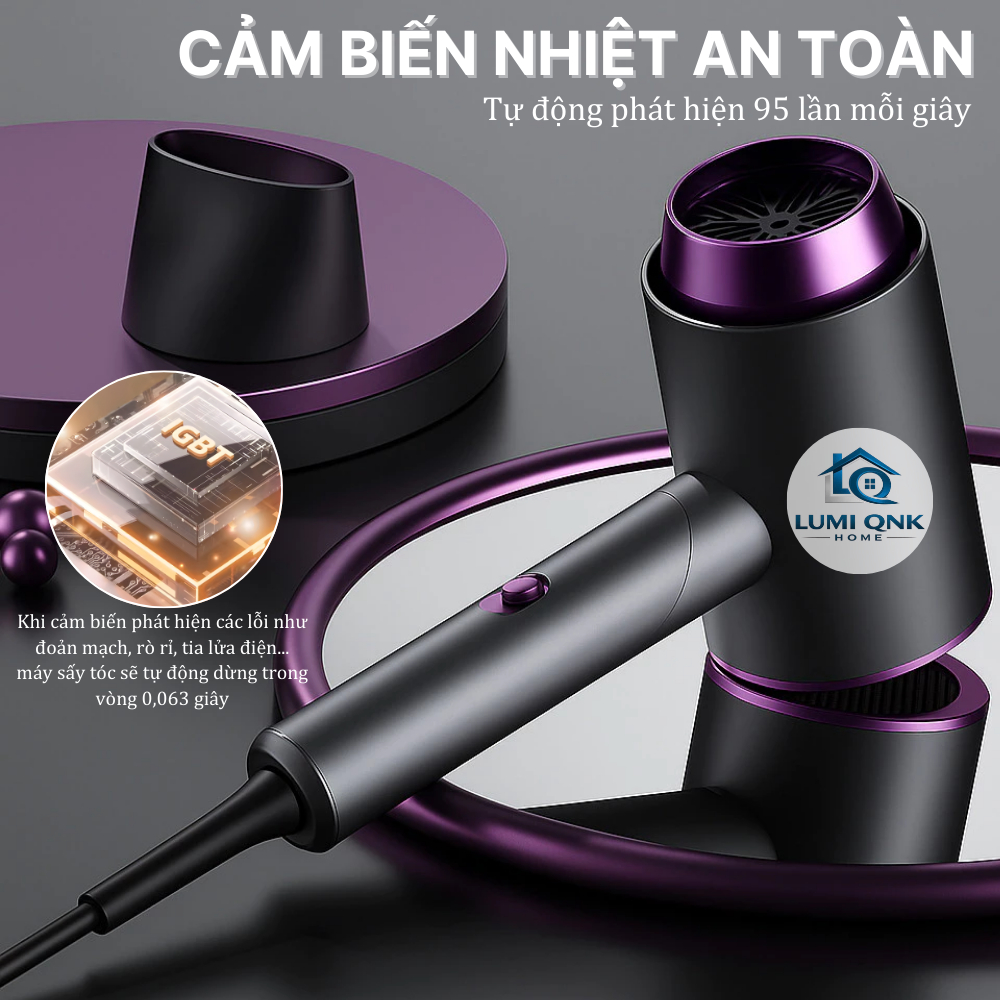 Combo Hai Máy Sấy Tóc Chính Hãng LUMI QNK HOME Gấp Gọn Sấy Nhanh Gió Mạnh Nhẹ Tay Bảo Vệ Tóc