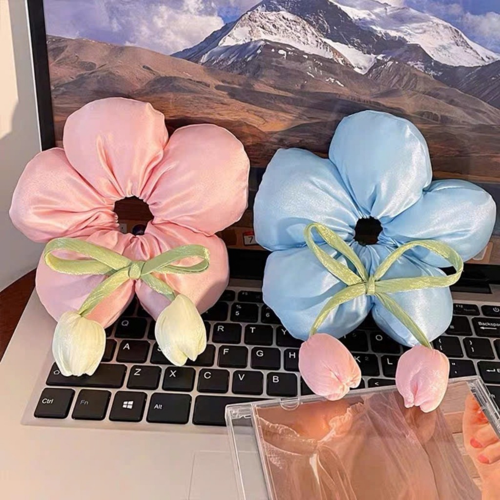 Chun Buộc Tóc Hoa Tulip Phao – Dây Cột Tóc Nữ Hình Hoa Dễ Thương Phụ Kiện Tóc Hot Hit