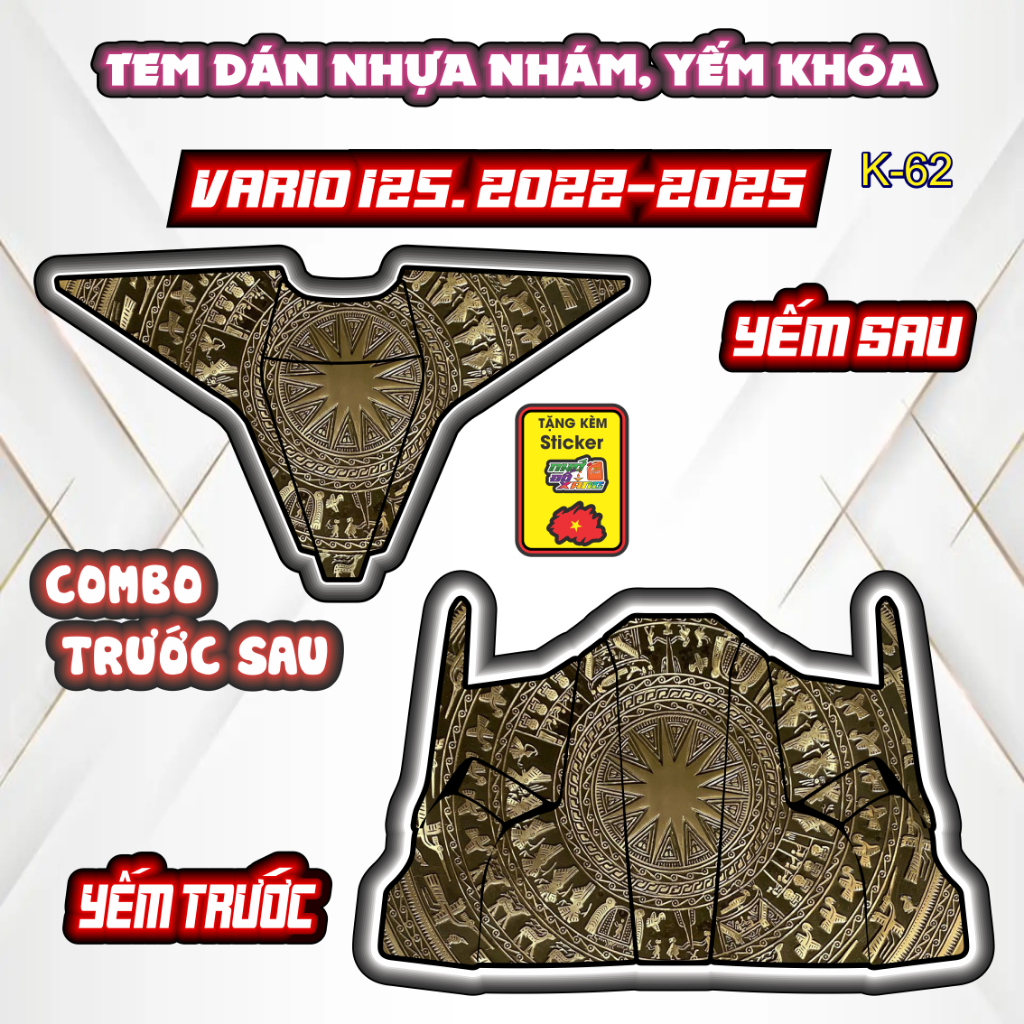 Tem dán nhưa nhám vario 125 .2022-2025 tem trang trí chông trầy bảo vệ tân trang nhựa nhám yếm khoá VẢIO 125