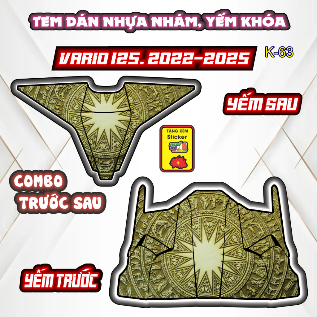 Tem dán nhưa nhám vario 125 .2022-2025 tem trang trí chông trầy bảo vệ tân trang nhựa nhám yếm khoá VẢIO 125