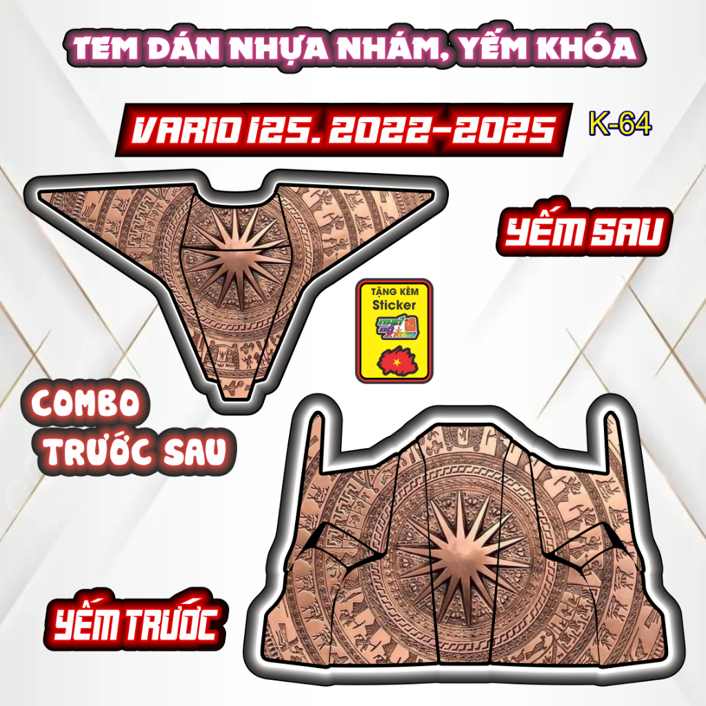 Tem dán nhưa nhám vario 125 .2022-2025 tem trang trí chông trầy bảo vệ tân trang nhựa nhám yếm khoá VẢIO 125