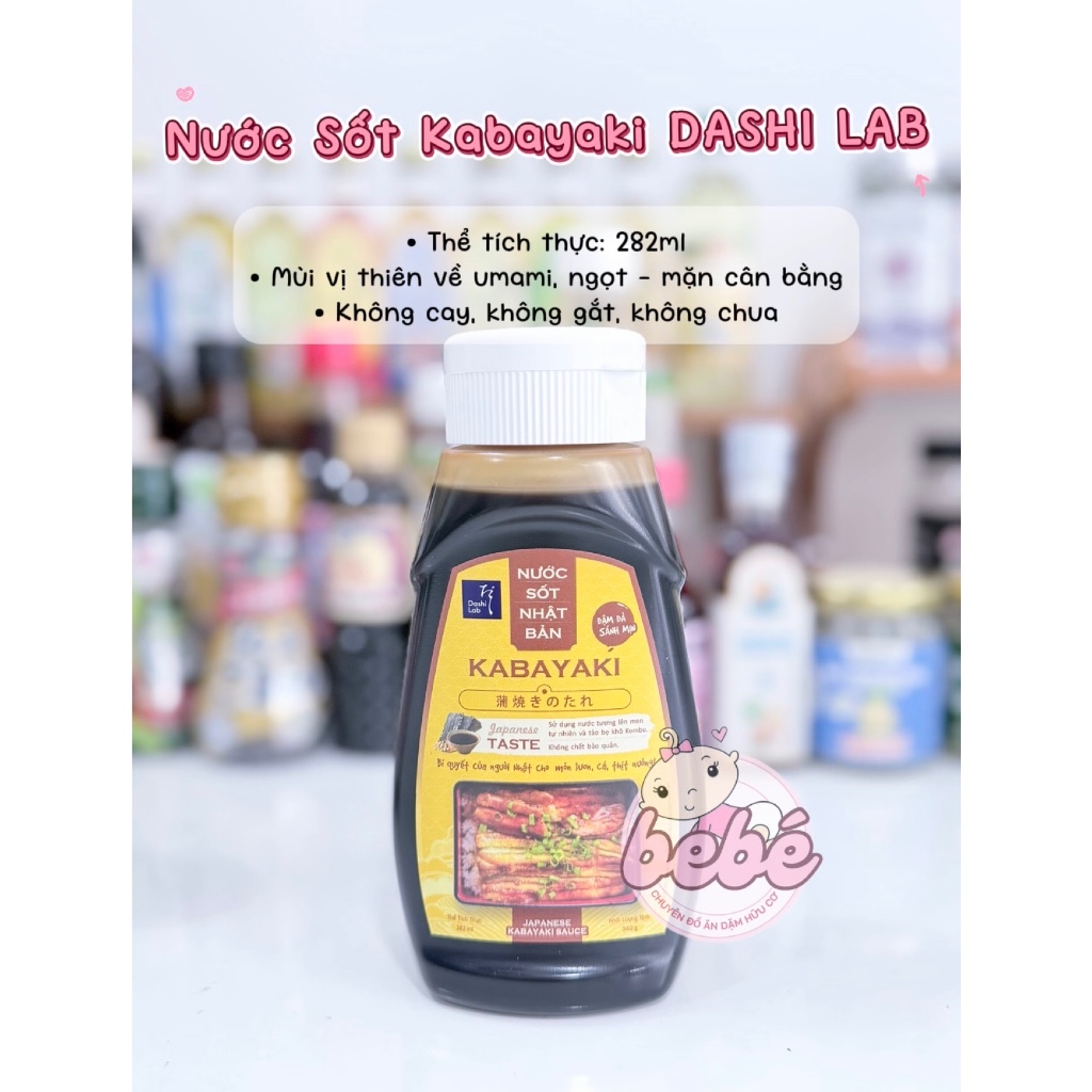 Nước sốt Kabayaki Dashi Lab Nhật Bản chay mặn cho bé từ 1 tuổi chai 340g - dùng ướp, xào,…