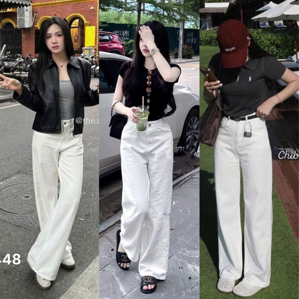 Quần Jeans Ông Suông Trơn cạp cao tôn dáng nhiều màu đi học đi làm Joolate