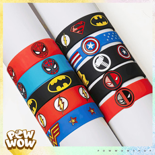 Vòng Tay Thể Thao Nhựa Silicone Dẻo Bản To Hoạ Tiết Siêu Anh Hùng Superheroes Có Size Người Lớn Và Trẻ Em