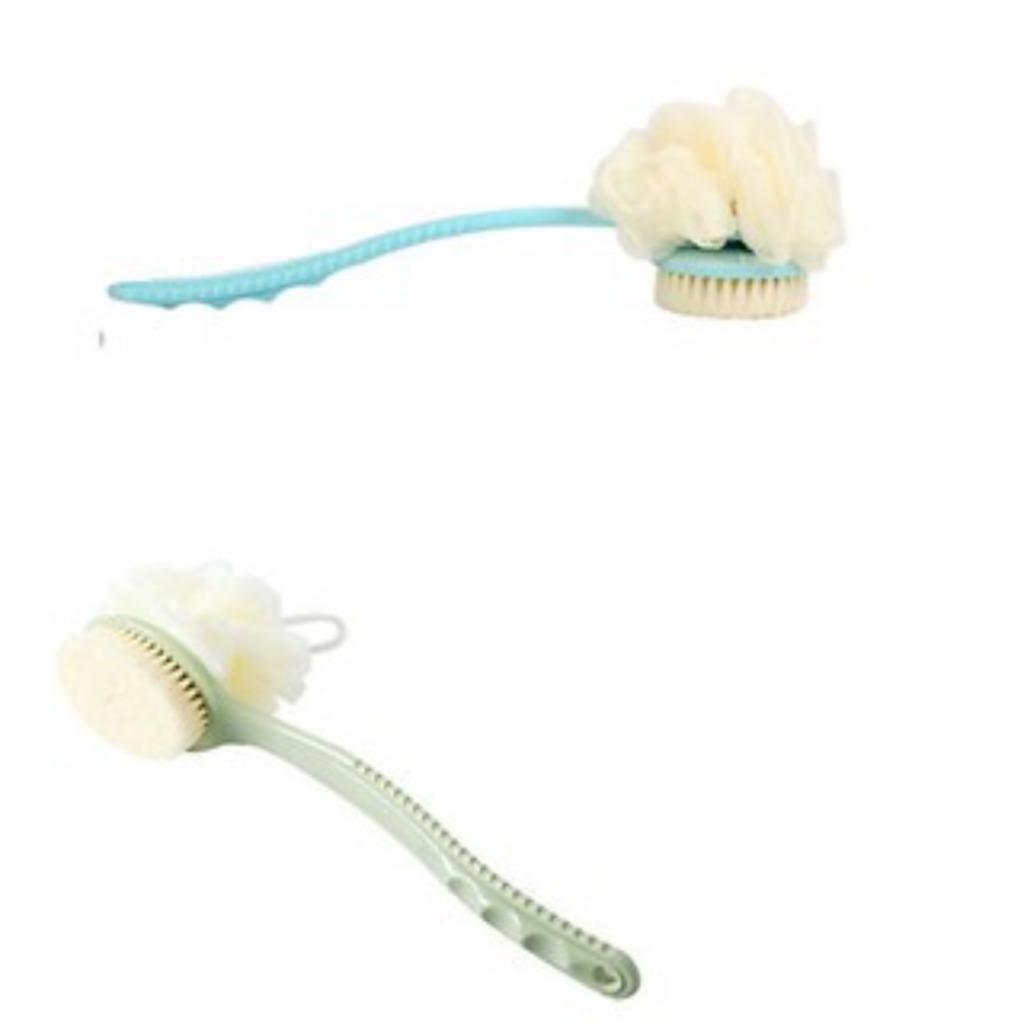 Cây Cọ Chà Lưng Cán Dài 2 Mặt – Bàn Chải Chà Lưng Tạo Bọt Kèm Bông Tắm