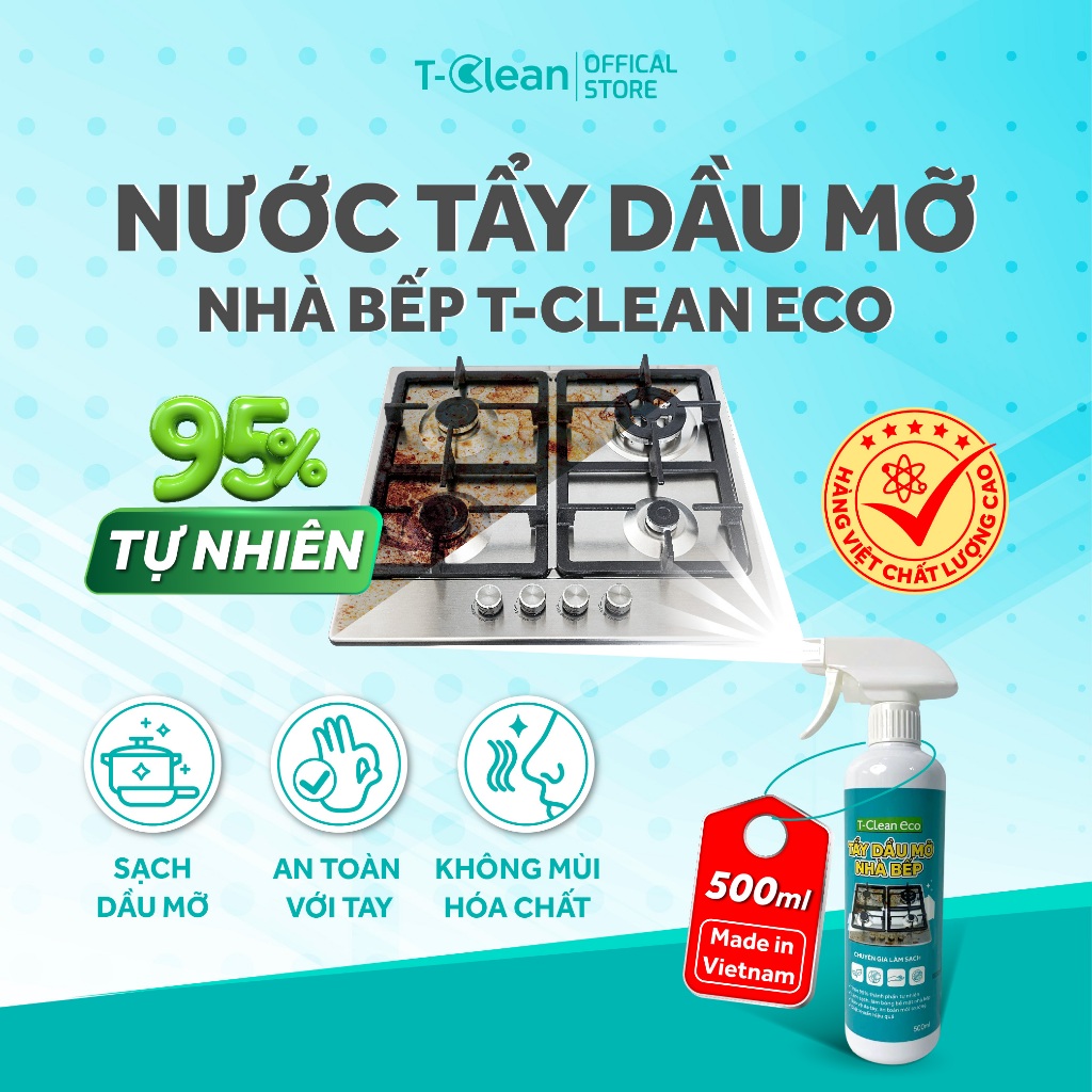 Xịt lau bếp T-Clean Tẩy dầu mỡ TClean TP Tự Nhiên, Vệ Sinh Sạch Bếp, Nồi chiên, Lò nướng,,