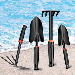 Dụng Cụ Làm Vườn 4 Món, tay cầm ngắn nhỏ gọn, Dài 28cm, Thép Sơn Tĩnh Điện, Tay Cầm Cao Su Chống Trượt