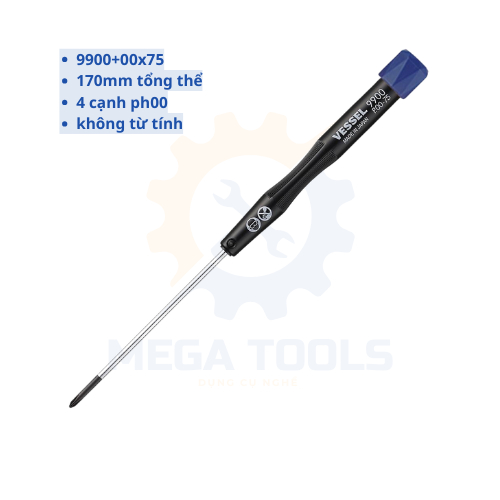 Tô vít Vessel No.9900 Nhật Bản chính xác loại nhỏ cao cấp sửa điện tử đủ size - Mega Tools