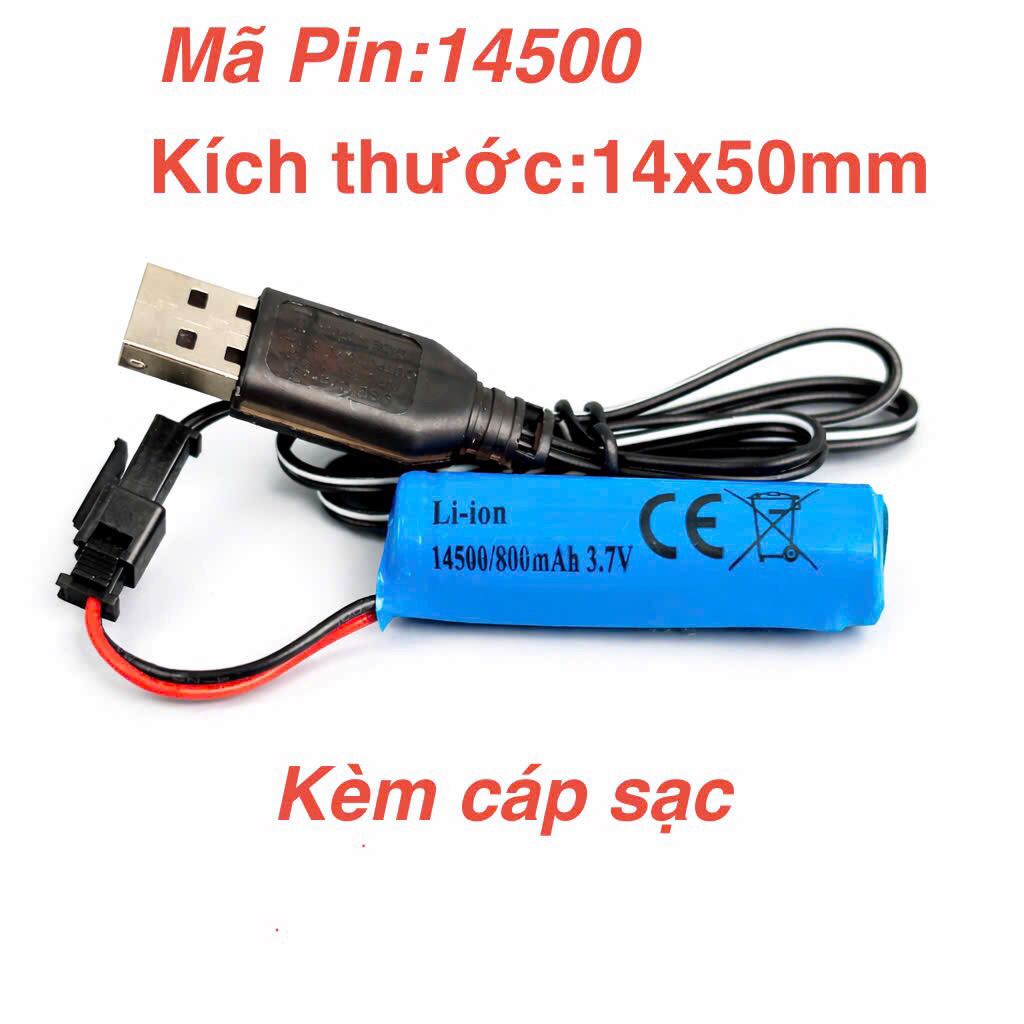 Pin Sạc 14500 3.7V 800mAh Kèm Cáp Sạc USB | Shopee Việt Nam