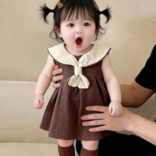 Váy sát nách cổ thuỷ thủ công chúa cho bé gái