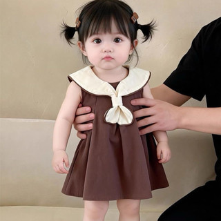 Váy sát nách cổ thuỷ thủ công chúa cho bé gái