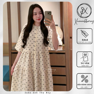 [ V3 ] Váy babydoll hoạ tiết nơ - Xuananhthomay