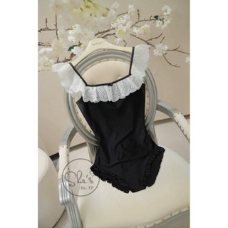 Bikini Áo Bơi 1 Mảnh Liền Bèo Ren Viền Cổ Nơ