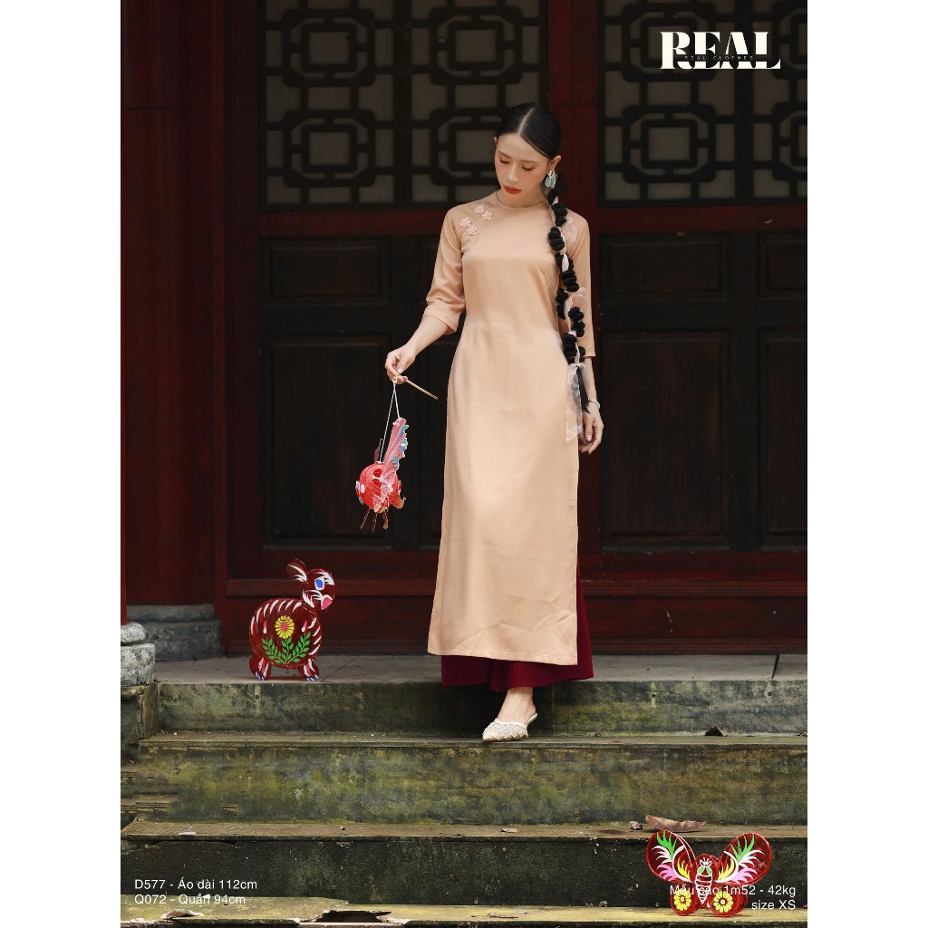 Áo dài cách tân nút hoa tay loe REAL CLOTHES (tổng hợp màu), tươi sáng, thanh lịch