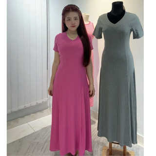 Đầm Cổ Tim Dáng Dài Xoè chất vải thun đũa lạnh mặc lên xinh xắn, che dáng cực đỉnh