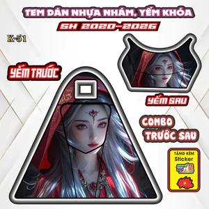 Tem Dán Nhựa Nhám SH Mẫu Cô Gái Cổ trang Độc Đáo, Cá Tính Sticker Trang Trí Xe Máy Chống Bay Màu. SH 2020-2026
