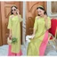 Set áo dài cách tân T1449G không cổ phối khuy tàu tay lỡ đỏ xanh trắng hồng pastel suông