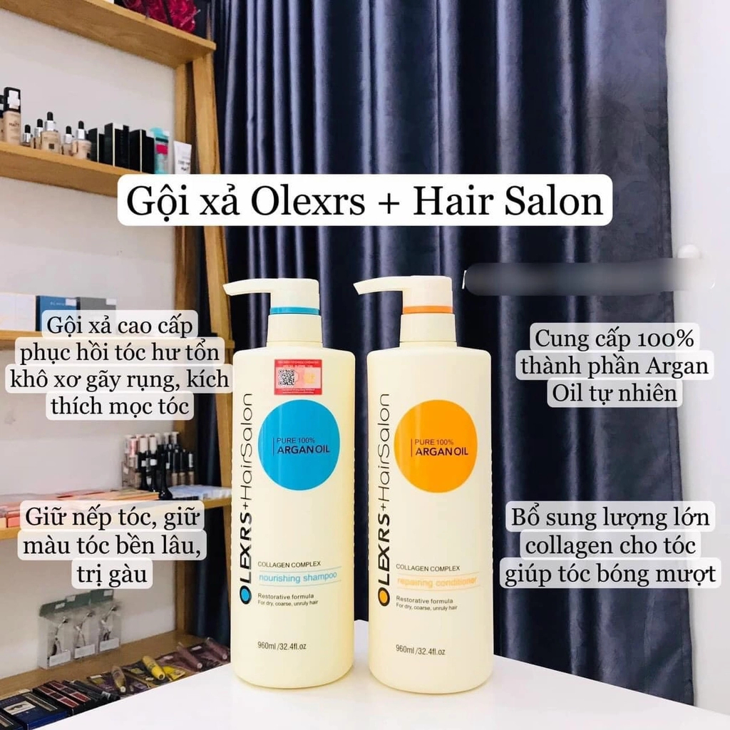 Bộ Dầu Gội Xả Olexrs Hair Salon 500ml/960ml – Giảm Rụng Tóc, Trị Gàu, Kiềm Dầu, Phục Hồi Tóc Khô Xơ