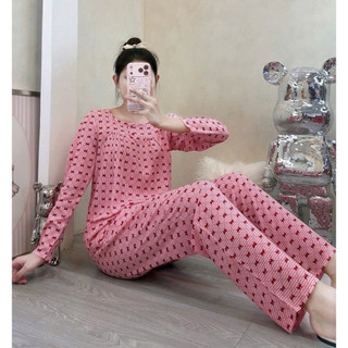 Tay dài quần dài tole lanh mặc nhà dành cho nữ thấm hút mồ hôi