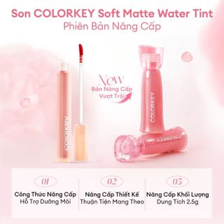 [Y363] Son COLORKEY Watery Tint - Phiên Bản Mới - Bền Màu Lâu Trôi, Không Dính Cốc, Siêu Mịn Môi, Dưỡng Ẩm 2.5g