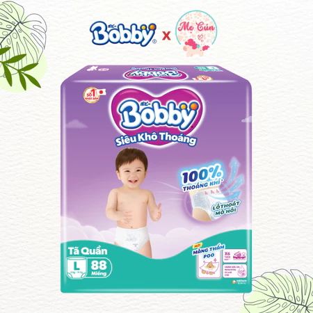Tã quần Bobby Ultra Mẫu mới Siêu khô thoáng M96/L88/XL74/XXL68 cho bé thoải mái cả ngày