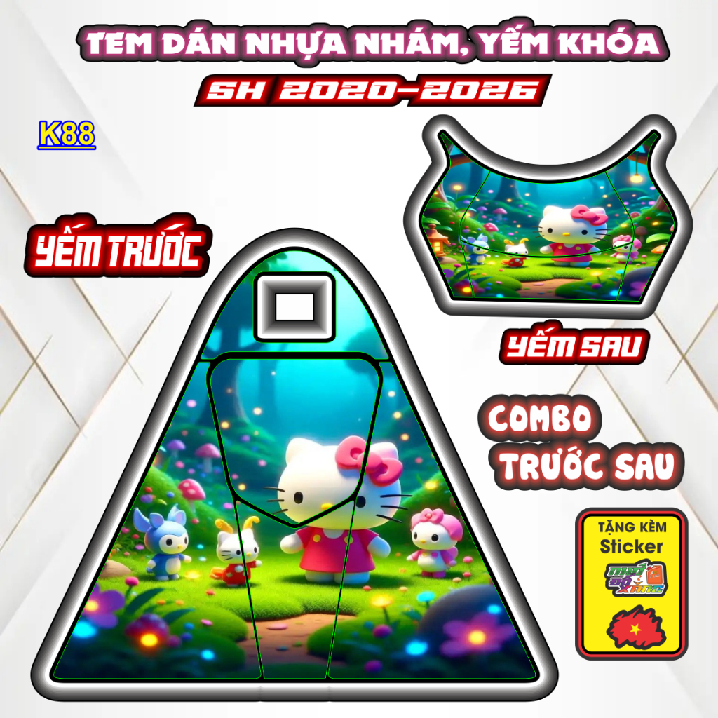 [Xả Kho] Tem Dán Nhựa Nhám SH Giá Sỉ - Sticker Trang Trí Xe Máy Chống Bay Màu. SH 2020-2026  Mẫu Heloktty