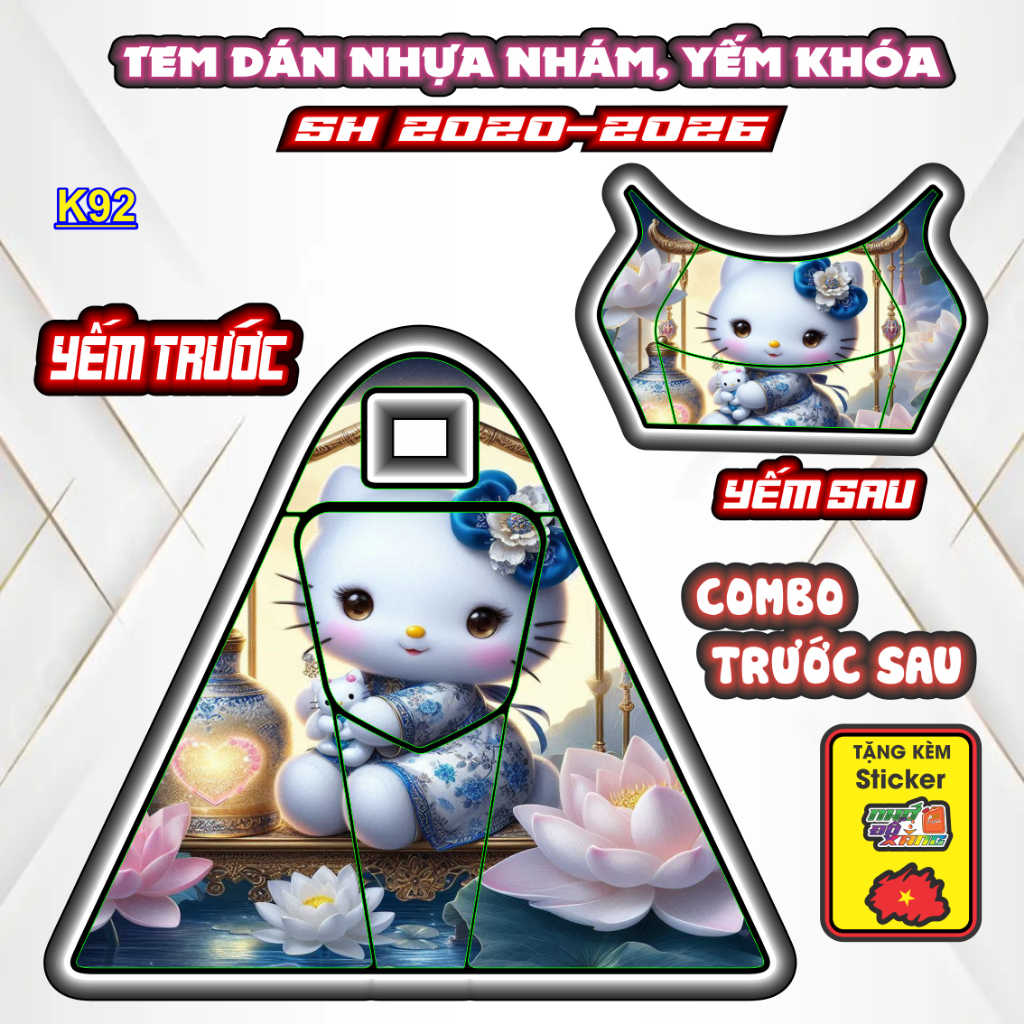 [Xả Kho] Tem Dán Nhựa Nhám SH Giá Sỉ - Sticker Trang Trí Xe Máy Chống Bay Màu. SH 2020-2026  Mẫu Heloktty