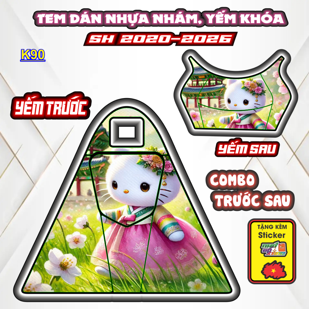 [Xả Kho] Tem Dán Nhựa Nhám SH Giá Sỉ - Sticker Trang Trí Xe Máy Chống Bay Màu. SH 2020-2026  Mẫu Heloktty