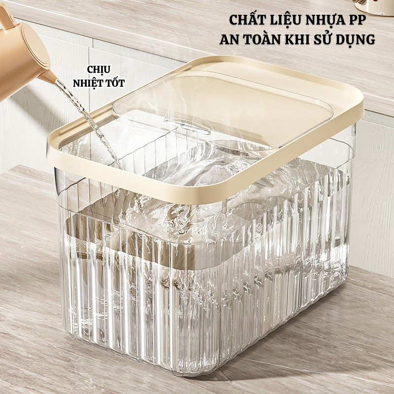 Thùng đựng gạo nhà bếp nắp bật thông minh màu kem chịu lực chịu nhiệt tốt 3 loại 5kg 10kg 15kg Titihome