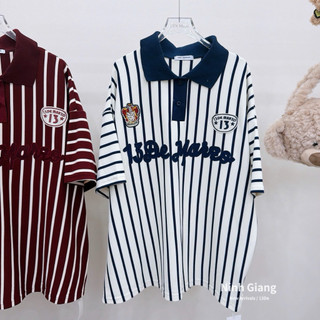 Áo Phông Gấu 13De Marzo Polo Kẻ Chữ Thêu QC