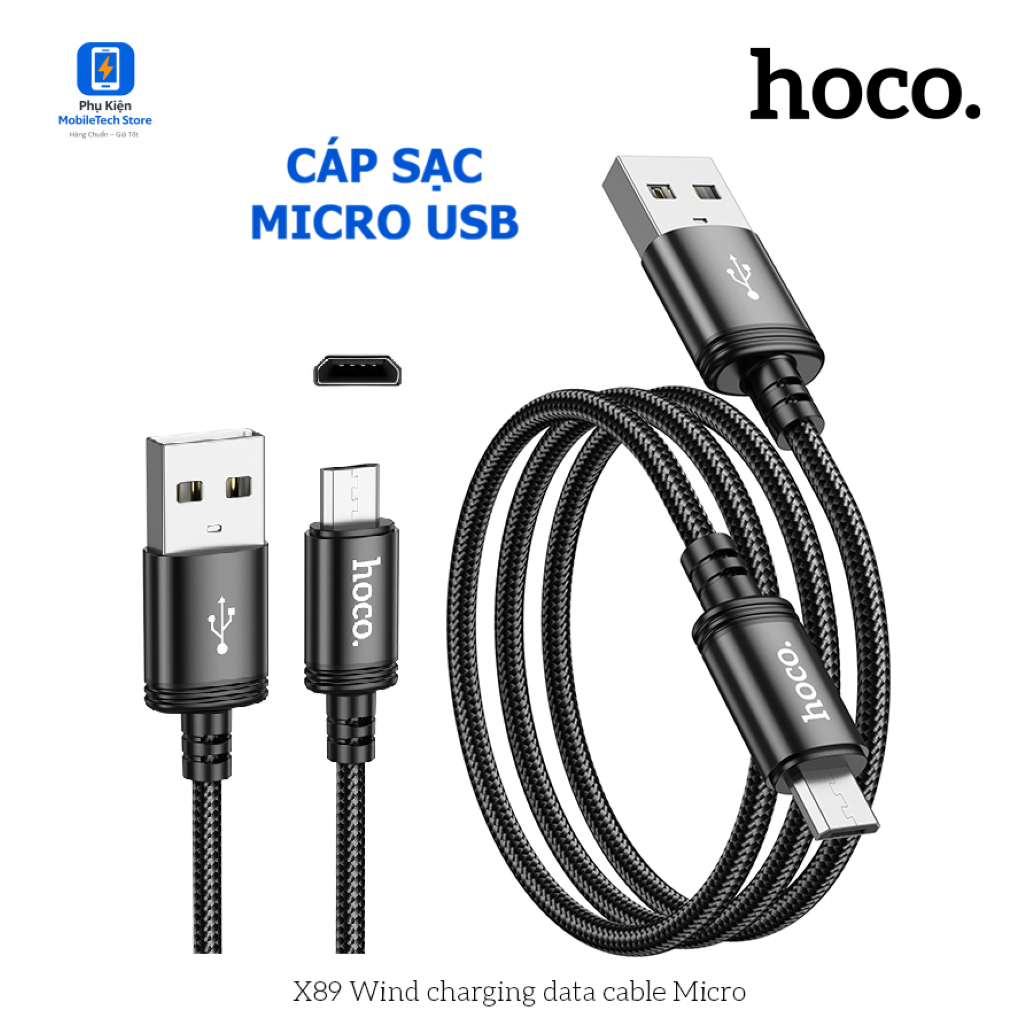 Dây Sạc Micro USB 2.4A Hoco Dài 1m – Dây Sạc Android Bền Chắc, Sạc Nhanh & Truyền Dữ Liệu Tốt