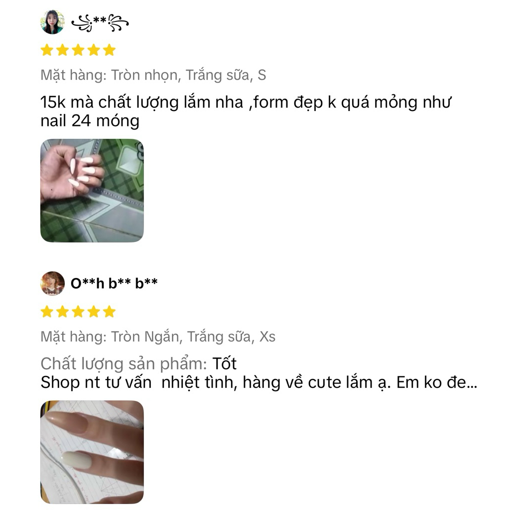 nailbox móng tay giả trắng sữa nguyên cành