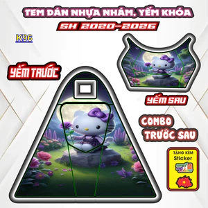 Tem Dán Nhựa Nhám SH 2020-2026 Mẫu Helokitty Độc Đáo, Cá Tính/ CNC Cắt Sẵn Theo Khuôn, Mua Về Chỉ Việc Dán.